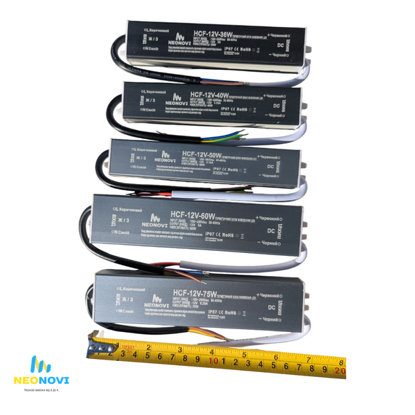 Герметичний блок живлення, 50W-12V, IP67 HCF-12V-50W фото