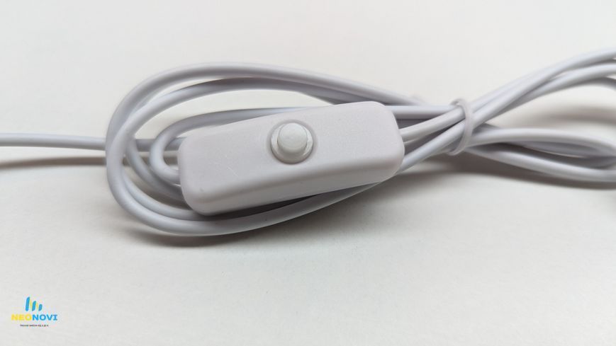 USB-кабель з вимикачем, 1,5 метри, для неонових вивісок та світильників в білій подвійній ізоляції ДД-015 фото