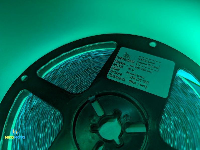 Світлодіодна LED стрічка 24 В (гнучка s-type) для неонових та рекламних вивісок, Зелений ЛЕДГ-24-004 фото