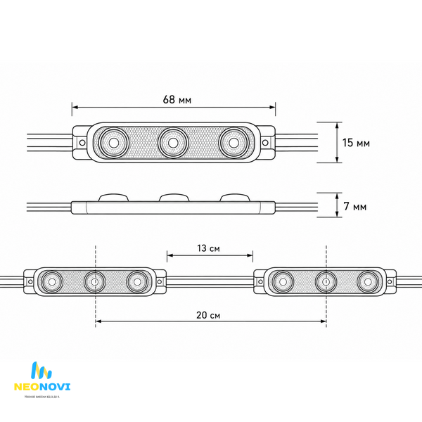 Білий LED модуль, HYPER, 3SMD 2835, 192 лм, 1.9 Вт, IP65, 6500K HYPER-HY3-6500K фото