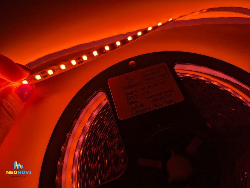 Світлодіодна LED стрічка 24 В (гнучка s-type) для неонових та рекламних вивісок, Помаранчевий ЛЕДГ-24-006 фото