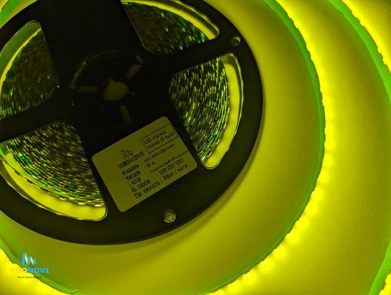 1 см, гнучка Світлодіодна LED стрічка 12 В для неонових та рекламних вивісок, Лимонно-жовтий 1см-ЛЕДГ-005 фото