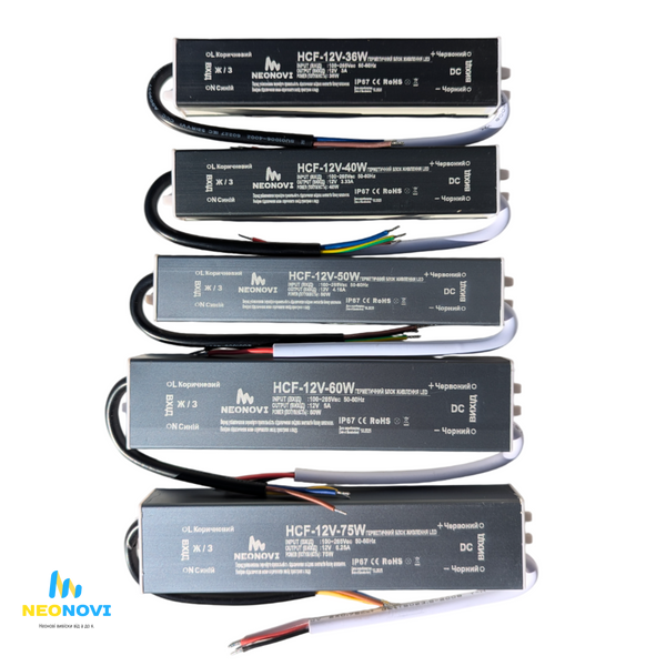 Герметичний блок живлення, 60W-24V, IP67 HCF-24V-60W фото